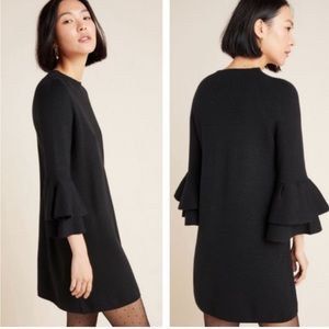 NWT Small Black Anthropologie Dress With Flared Sleeve Detail